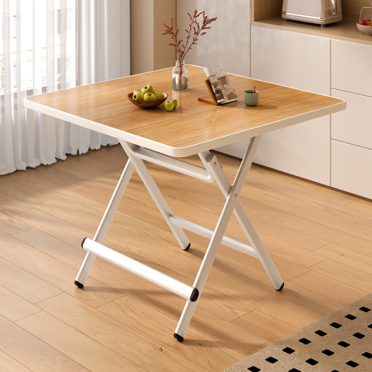 加粗钢管可折叠桌餐桌家用小桌子简易出租屋户外便携摆摊吃饭方桌