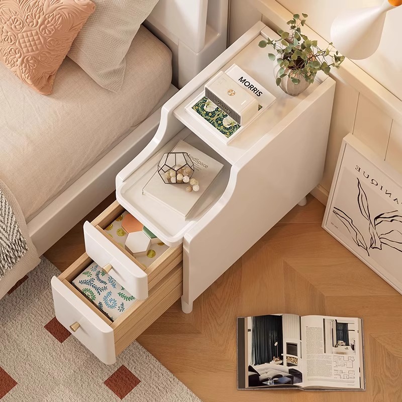 实木床头柜极窄置物架轻奢风小型床边柜超窄迷你小柜子简约收纳柜