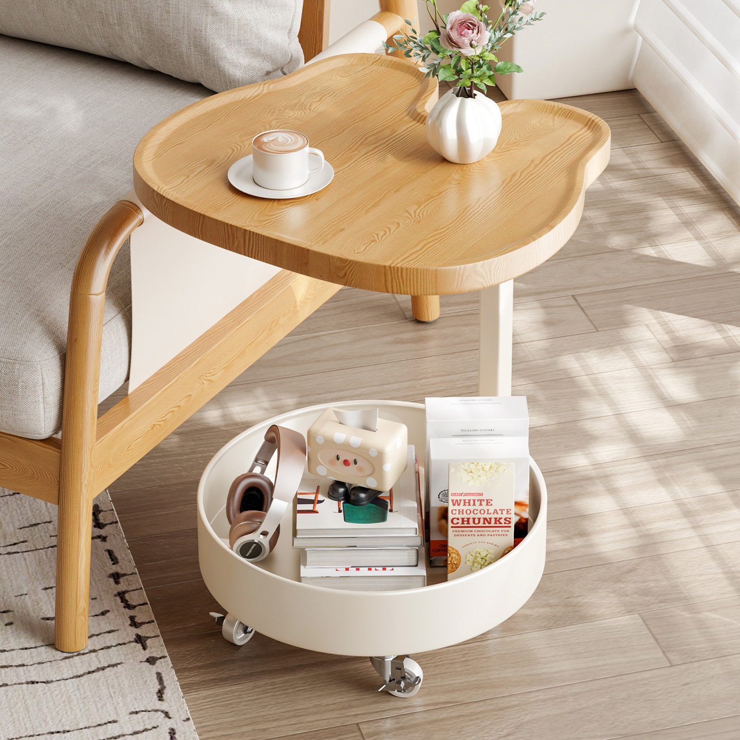 可移动小推车沙发边几置物架茶几简约奶油风现代创意客厅极简,住宅家具,角几/边几,淘宝优惠券,粉丝福利购,淘宝优惠卷