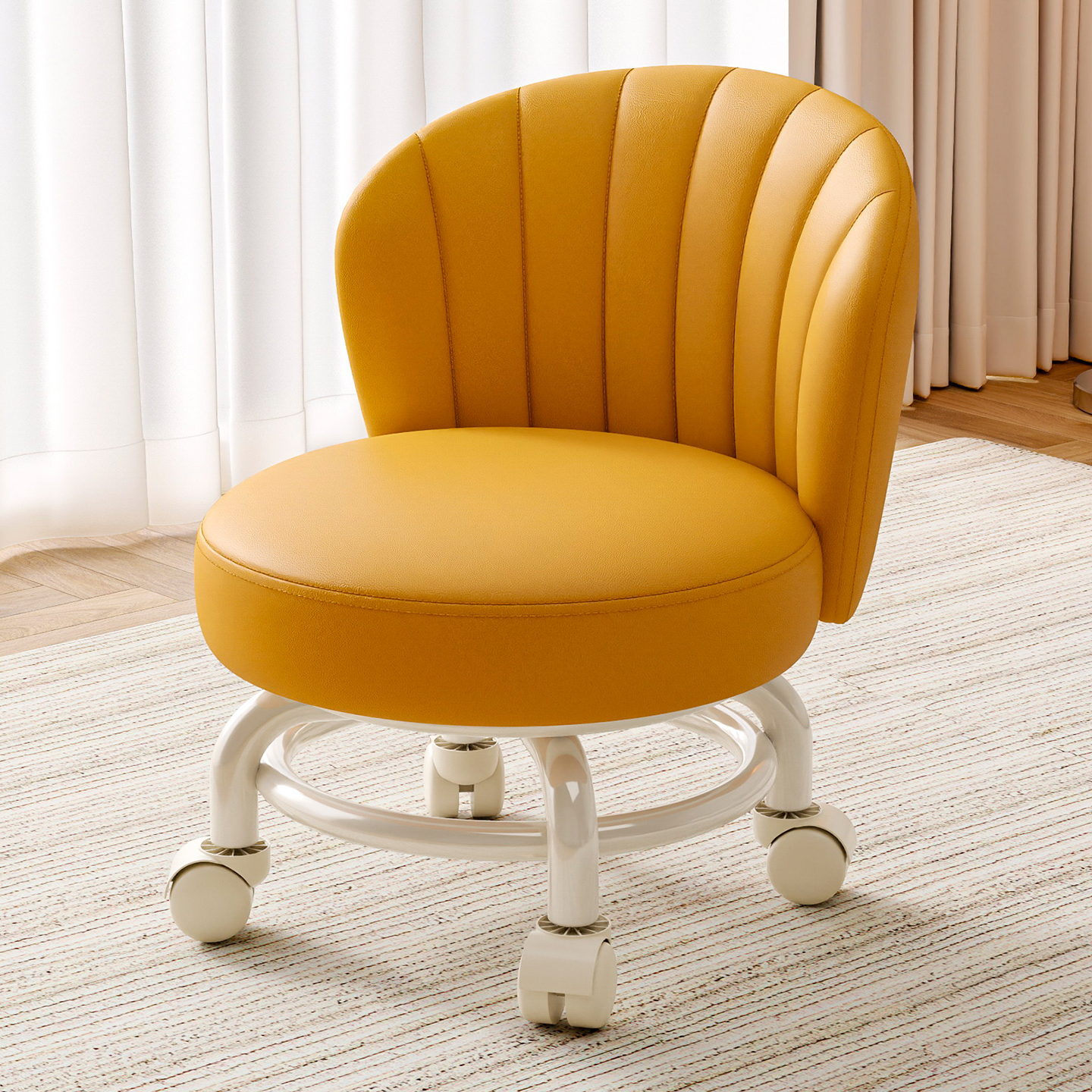 滑轮矮凳带娃神器儿童带滑轮板凳懒人圆凳靠背椅万向轮家用小凳子