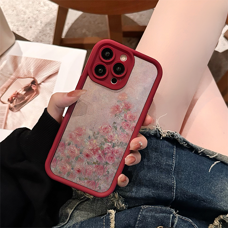 硅胶油画玫瑰手机壳简约防摔