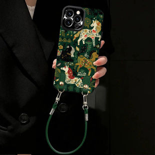 插画骏马挂绳适用vivoiqoo11手机壳iqoo9pro新款neo7se女款6高级感5s硅胶3全包z5x防摔z3个性z1创意u3x小众u1