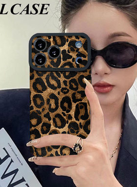 高档豹纹适用苹果17promax手机壳iPhoneAir新款16pro女款15plus高级感14硅胶全包防摔13超薄12创意11个性套