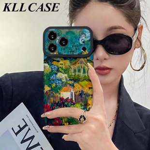 油画梵高村庄适用苹果17promax手机壳iPhoneAir新款16pro女款15plus高级感14硅胶全包防摔13超薄12创意11套