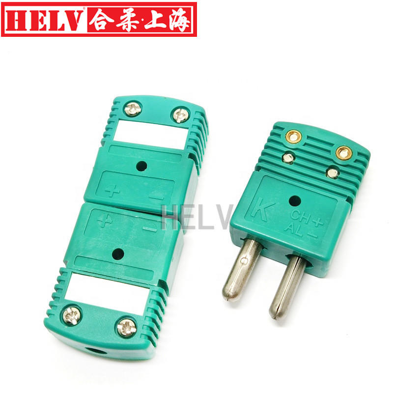 K型绿色热电偶大插头Ktype 热电偶插头插座连接器 K型仪表接插件