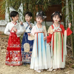 儿童马面裙女童汉服男童2024新款明制套装女大童国风夏款国学服装