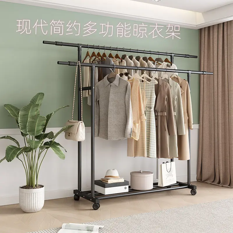 落地衣架凉衣服杆晾衣架落地挂衣架折叠宿舍用室内卧室学生晒衣架