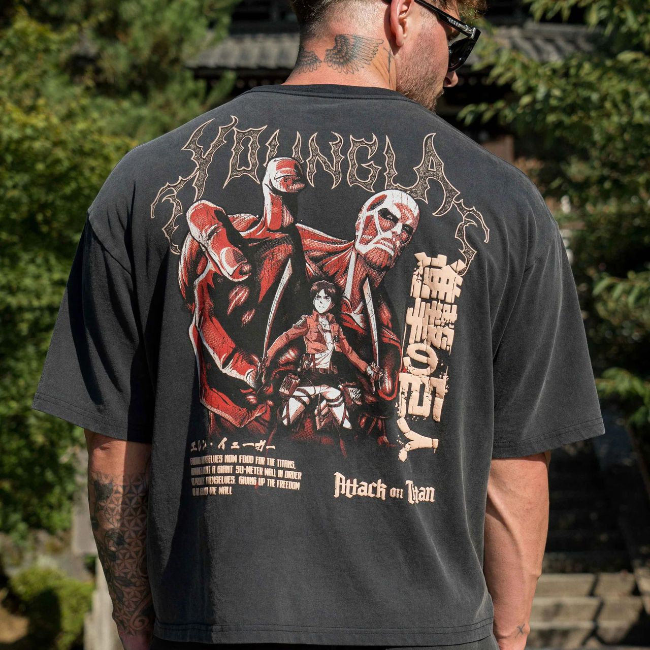 YOUNGLA联盟Attack on Titan男士超大T恤慢跑者运动健身纯棉短袖,运动服/休闲服装,运动T恤,淘宝优惠券,粉丝福利购,淘宝优惠卷