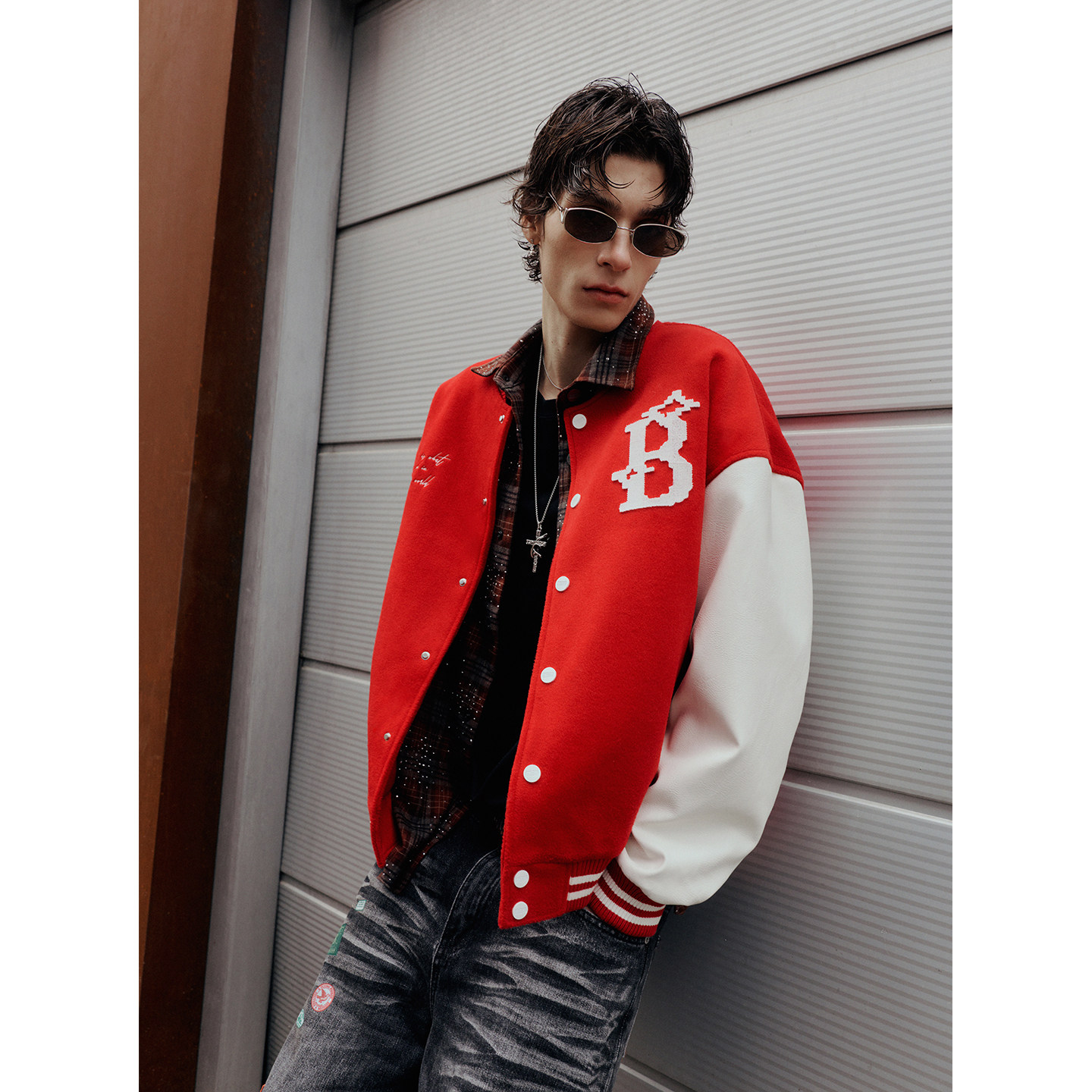 【商场同款】BONELESS马年费尔岛像素logo新年红色棒球服