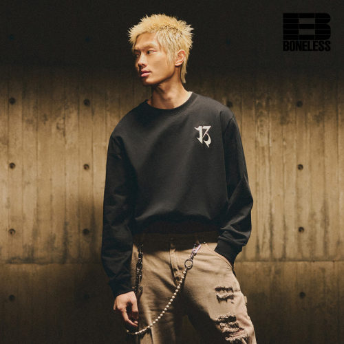 【商场同款】BONELESS字母logo宽松圆领内搭长袖t恤男女打底衫春