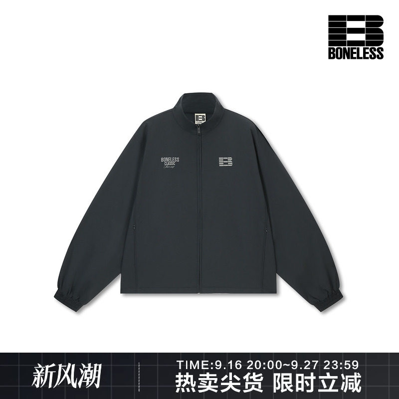【云端触感】BONELESS刺绣宽松立领薄夹克休闲外套抽绳运动上衣潮