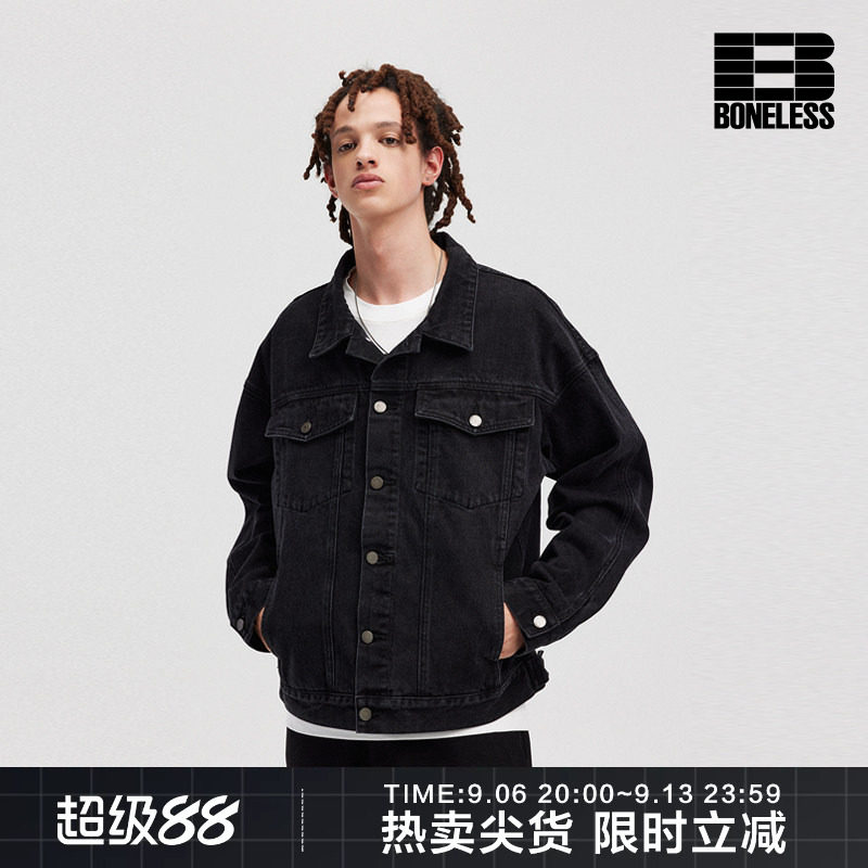 BONELESS做旧牛仔外套夹克图片