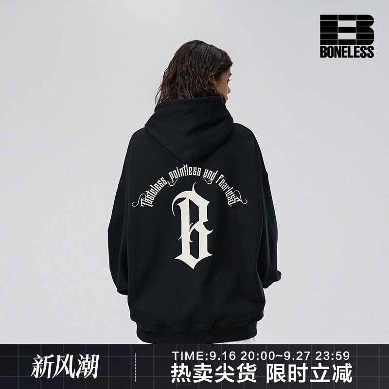 BONELESS圆弧印花连帽卫衣图片