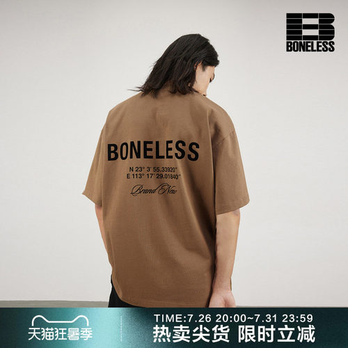 boneless基础后背坐标印花短袖潮