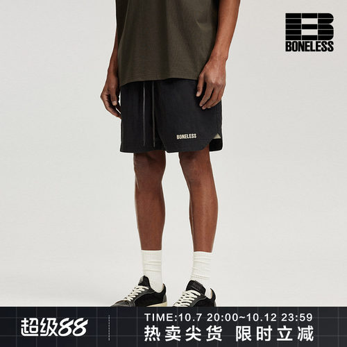 BONELESS做旧感面料休闲短裤