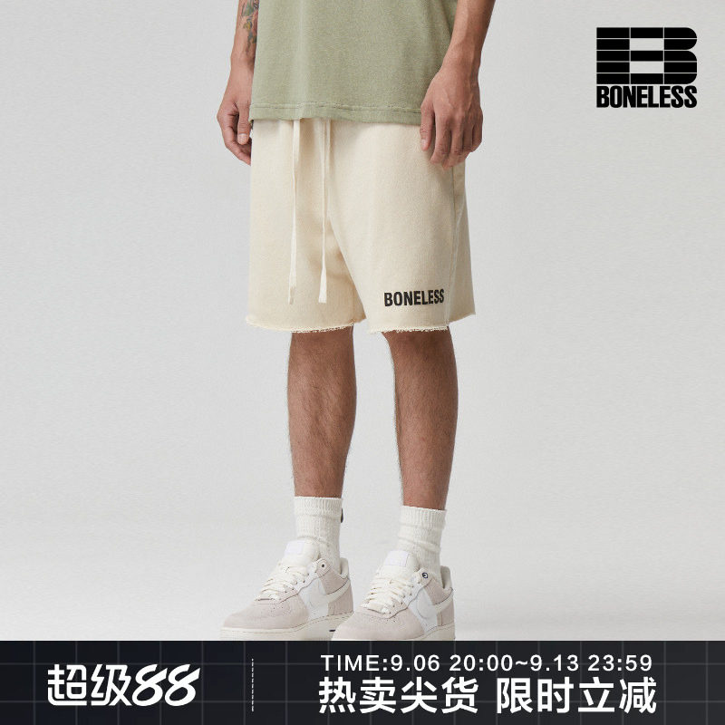 BONELESS洗水毛边短裤图片