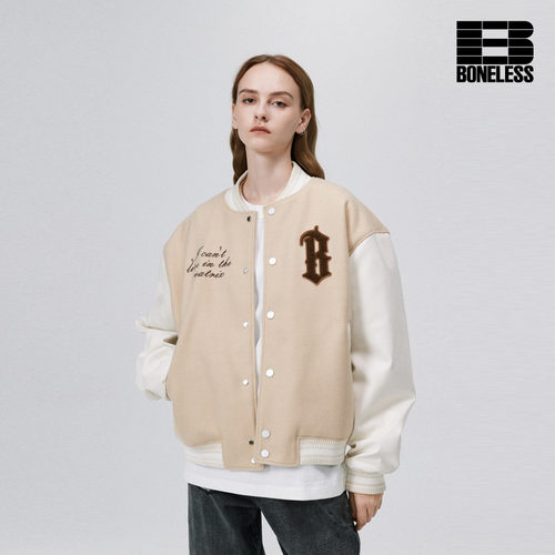 BONELESS弧形logo棒球夹克