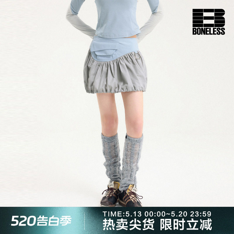 【品牌特惠】BONELESS拼接撞色工装裙夏季褶皱设计感运动裙裤