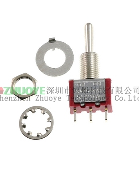 钮子开关 6MM MTS-123红色双边自复位微型电源摇杆拨动开关3脚3档