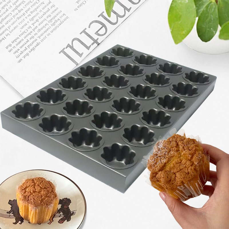 24连香草蛋糕烤盘广莲申同款商用镀铝不粘金色烘焙模具奶油格桑花