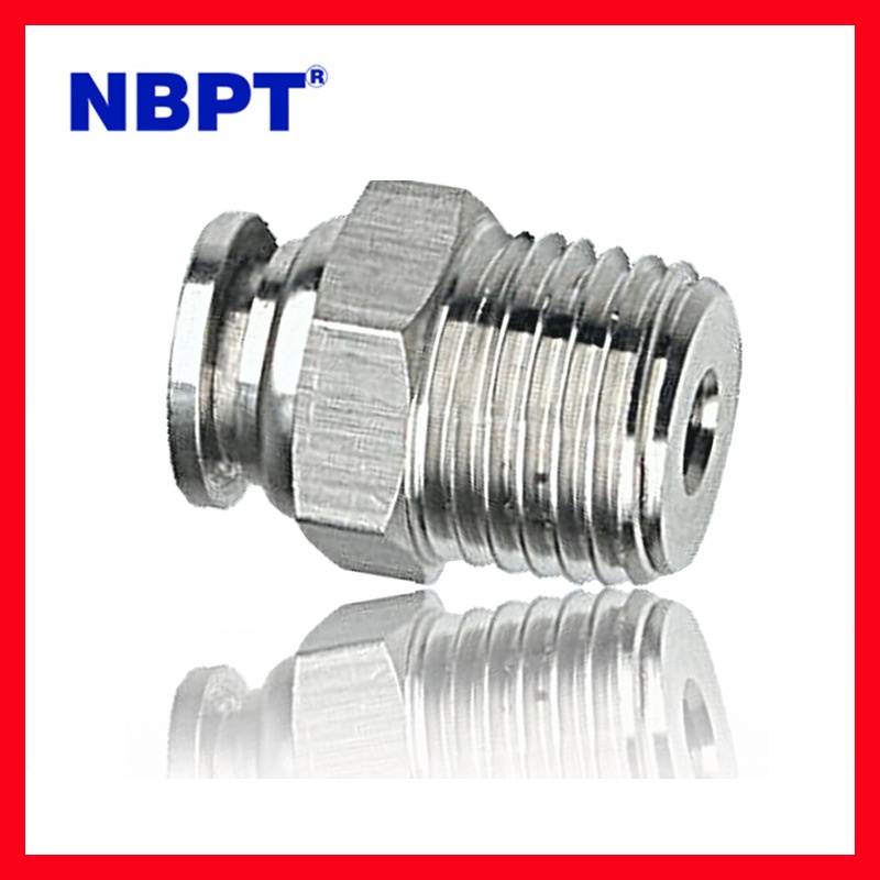 不锈钢外螺纹直通气动快速接头4/6/8/10mm气管快插不锈钢气动接头