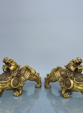 厂家直售精工黄铜四方纳财貔貅家居客厅摆件黄铜貔貅摆设