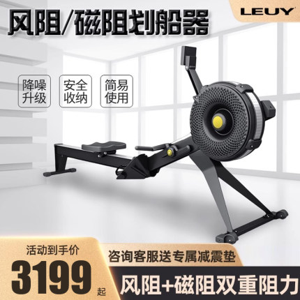 LEUY力依双阻力风阻划船机家用可折叠健身室内划艇运动器材划船器