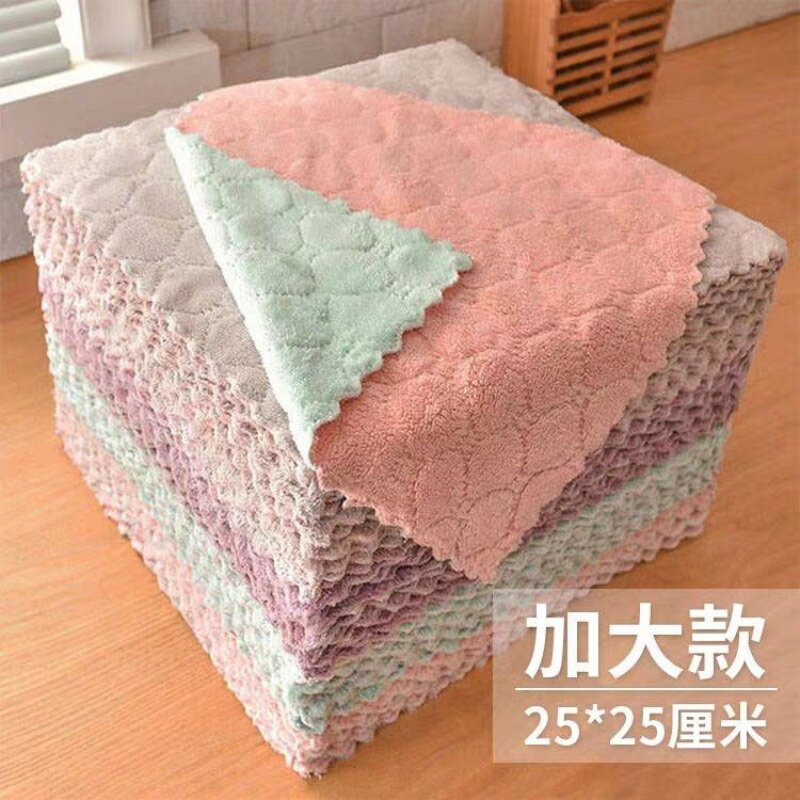 双色吸水抹布百洁布洗碗毛巾不沾油洗碗布双层加厚清洁巾洗碗抹布