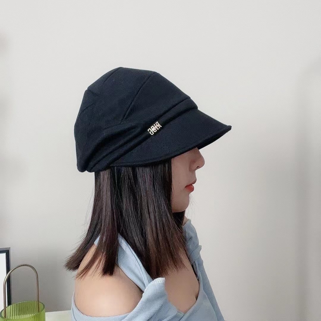 米可儿秋冬新款堆堆帽女韩版日系渔夫帽休闲帽子女冬季小檐鸭舌帽