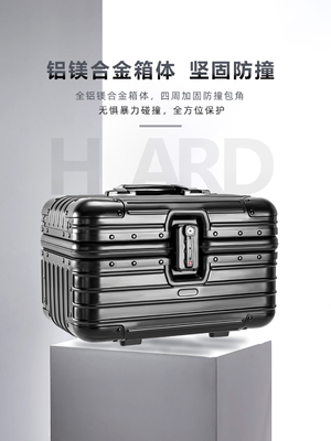 万立德金属铝镁合金化妆箱手提箱男女行李美容箱大容量工具箱12寸