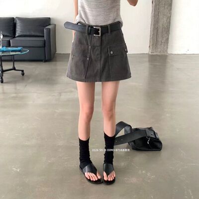 DIMO8718夏季薄料工装牛仔短裤女2026新款时尚多口袋高腰百搭裤裙