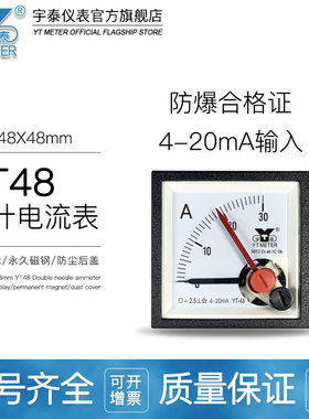 CP48防爆双针电流表4-20mA输入模拟变频器30A 50A 100A YT48 BE48