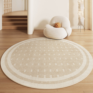 圆形地毯客厅2025新款 奶油风床边脚垫 高级感免洗可擦卧室地垫法式