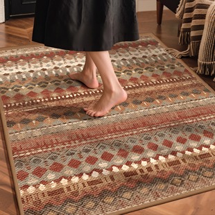 轻奢高端地垫入户门垫防滑防水玄关客厅地毯大颗粒中古风进门脚垫