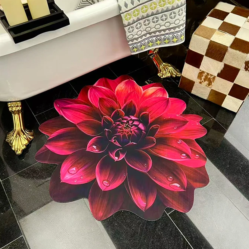 3D酒红锦簇硅藻泥沥水垫创意花瓶垫茶几装饰垫卫生间吸水防滑地垫,居家布艺,入户地垫,淘宝优惠券,粉丝福利购,淘宝优惠卷
