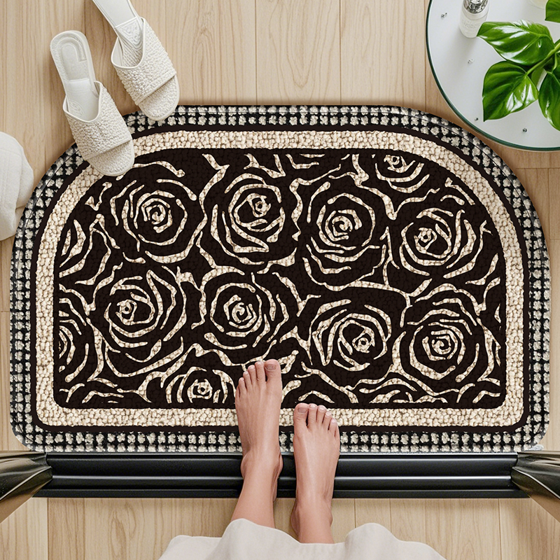 卫生间地垫防滑浴室门垫吸水脚垫厕所洗手间门口速干亚麻编织地毯