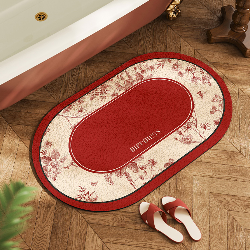新中式红色新年浴室地垫吸水防滑垫厕所门口地毯洗手间卫生间脚垫