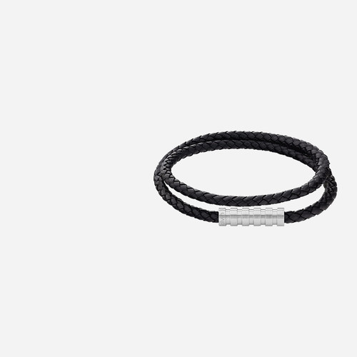 CalvinKlein双层皮革编织手绳男