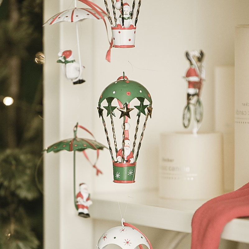 铁质圣诞老人雪人驯鹿雨伞降落伞自行车金属挂件圣诞Y树挂饰装饰