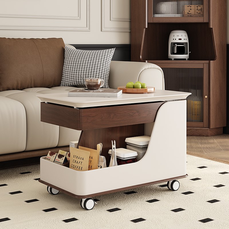 2025中古风实木m升降茶几客厅家用小户型现代简约轻奢高级感小桌