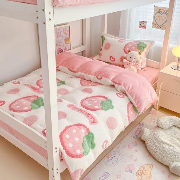 冬季加厚雪花绒被套珊瑚绒床单被子四件套学生宿舍床三件套牛奶绒,床上用品,学生床品套件,淘宝优惠券,粉丝福利购,淘宝优惠卷