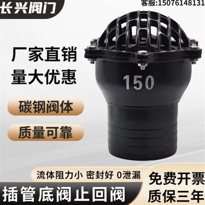 插管底阀止回阀i单向阀碳钢水泵抽水吸水阀升降式花篮头莲蓬头底