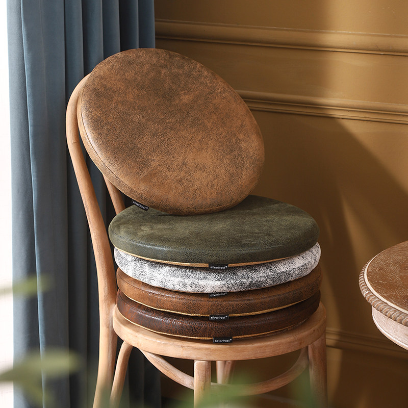 圆形坐垫复古麂皮绒餐椅垫吧台凳垫卡座蒲团记忆棉防滑地上软垫子