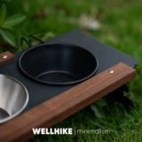 WELLHIKE уличная стойка для мисок для домашних животных, черный орех, еда для кошек и собак, кемпинг, анти-наконечник, стойка для бассейна для кормления питьевой воды, стол