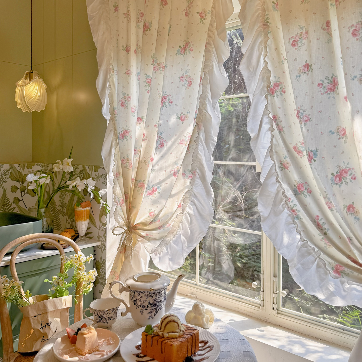 美式田园小清新棉布印花碎花窗帘
