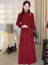 红色秋冬新品 红韵 端庄喜庆日常旗袍复古显瘦喜婆婆 步小姐