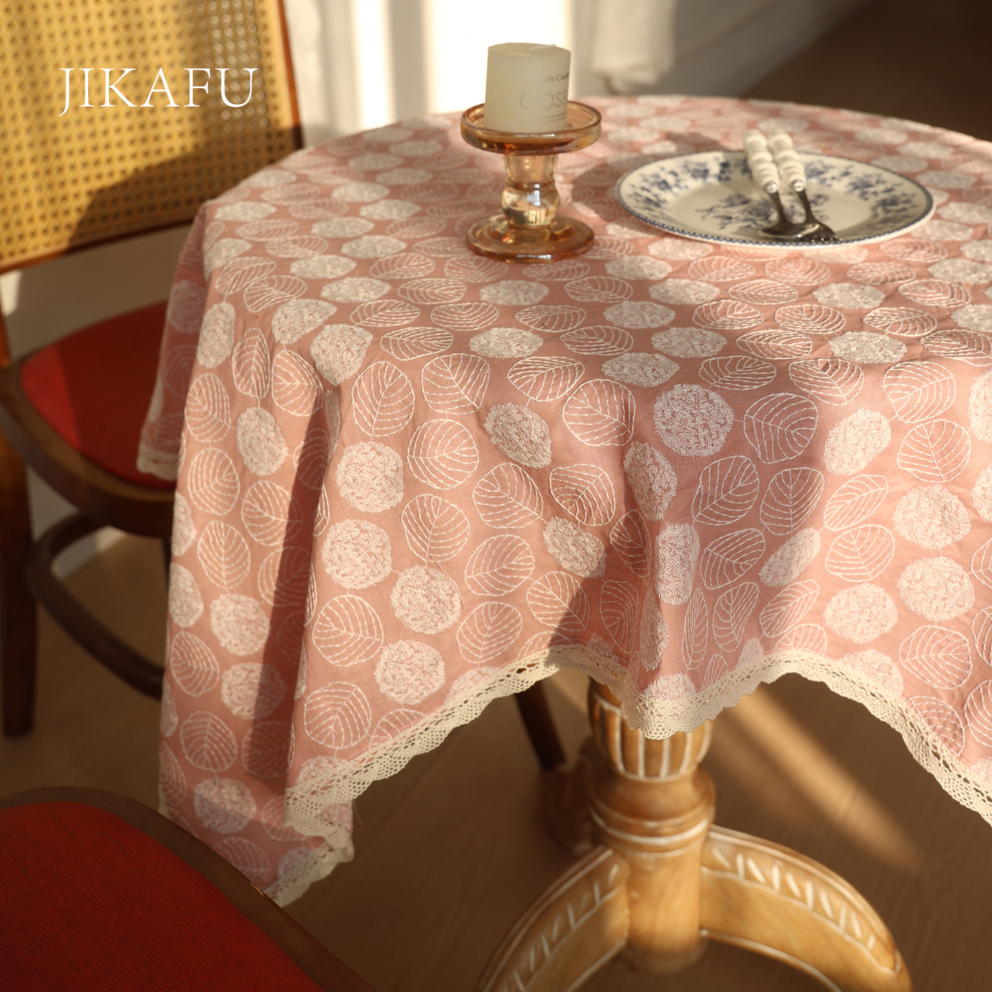刺绣小清新桌布法式茶几布ins风棉麻树叶长方形台布书桌盖巾布艺,居家布艺,桌布,淘宝优惠券,粉丝福利购,淘宝优惠卷