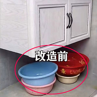 吸盘脸盆挂钩收纳架免打孔卫生间浴室盆子厕所墙上挂盆神器置物架