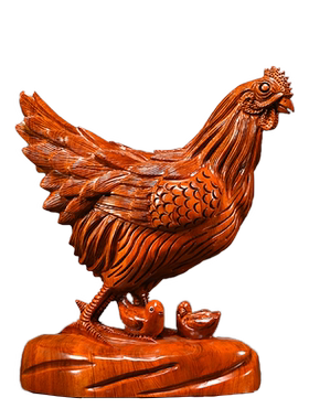 花梨木雕鸡摆件实木雕刻母鸡十二生肖鸡摆设家居装饰品红木工艺品