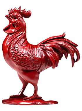 红色木雕鸡摆件实木鸡生肖鸡大公鸡家居客厅装饰摆设红木工艺礼品